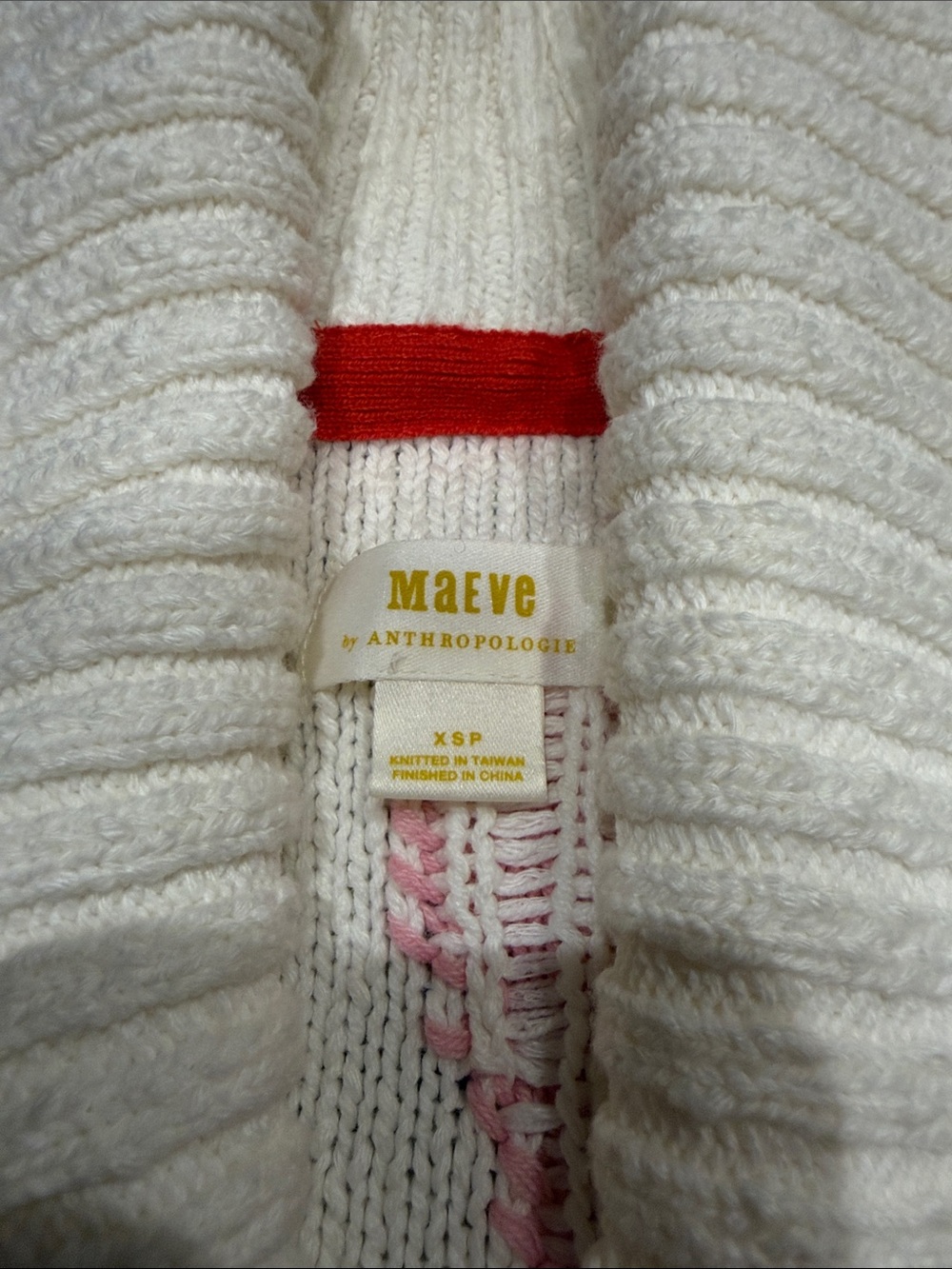 Anthropologie Maeve Heart Cardigan Sweater, Cream / Pink / Red, XSP - Picture 8 of 9